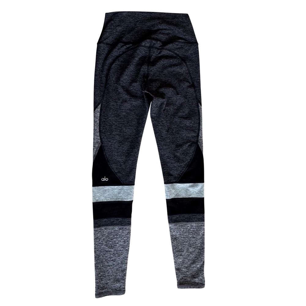Alo Yoga High Rise Colorblock Leggings Grey Black Heathered Small RN 87370